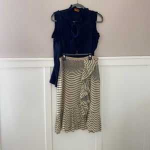 Tory Burch navy color blouse and skirt